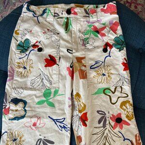 ANTHROPOLOGIE Cropped Floral Pants